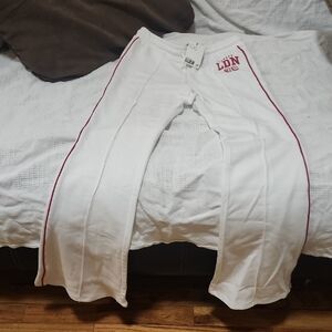 H&M White Joggers with Red Details